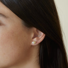 Load image into Gallery viewer, E1033 | Coral Pearl Studs with Diamonds