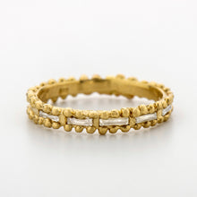 Load image into Gallery viewer, B1016 | Majestic Granulated Band with rectangular diamonds