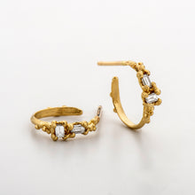 Load image into Gallery viewer, E1035 | Small Rectangular Diamond Hoops