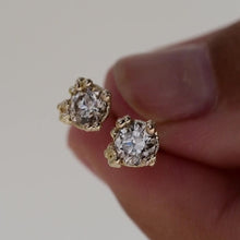 Load image into Gallery viewer, E1022 | Coral Stud Earrings with Diamonds