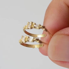 Load image into Gallery viewer, E1035 | Small Rectangular Diamond Hoops