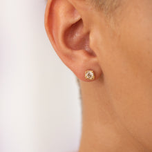 Load image into Gallery viewer, E1022 | Coral Stud Earrings with Diamonds