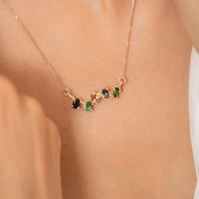 Load image into Gallery viewer, N1010 | Oval Cut Mixed-Colored Tourmaline Pendant with Dainty Granules