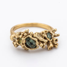 Load image into Gallery viewer, R1003 | Coral Detailed Ring with Colored Diamonds and Tourmalines