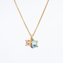 Load image into Gallery viewer, N1006 | Blue Topaz and Morganite Necklace with Granules
