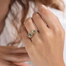 Load image into Gallery viewer, R1003 | Coral Detailed Ring with Colored Diamonds and Tourmalines