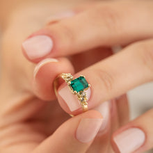 Load image into Gallery viewer, R1032 | Ocean Emerald Ring with Diamonds