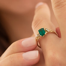 Load image into Gallery viewer, R1032 | Ocean Emerald Ring with Diamonds