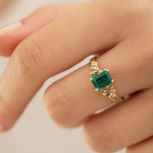 Load image into Gallery viewer, R1032 | Ocean Emerald Ring with Diamonds