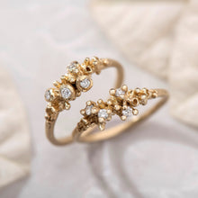 Load image into Gallery viewer, DR1007 | Diamond Cluster Ring with Coral Details- Bezel setting