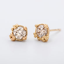 Load image into Gallery viewer, E1022 | Coral Stud Earrings with Diamonds