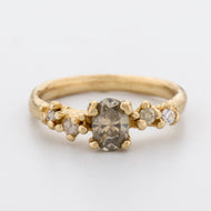 DR1022 | Salt and Pepper Oval Diamond Ring