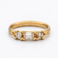 DR1010 | Victorian three stone Ring with Moissanite